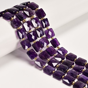 Amethyst, Natural, Faceted Flat Square, 10mm