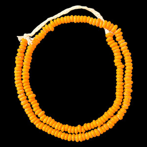 Indonesian Java Glass, Recycled, Donut, Orange Butterscotch, 6x4mm, 24in Strand