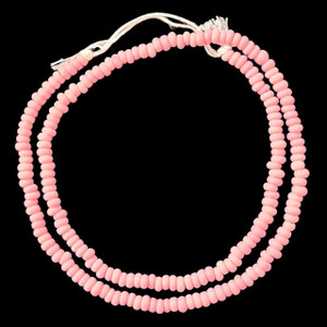 Indonesian Java Glass, Recycled, Donut, Pink, 6x4mm, 24in Strand