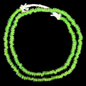 Indonesian Java Glass, Recycled, Donut, Green, 6x4mm, 24in Strand