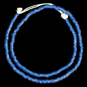 Indonesian Java Glass, Recycled, Donut, Blue, 6x4mm, 24in Strand