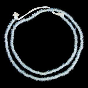 Indonesian Java Glass, Recycled, Donut, Blue Sky, 6x4mm, 24in Strand