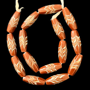 Indonesian Java Glass, Feather, Faceted, Brown, 30x11mm, 16in Strand