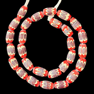 Indonesian Java Glass, Chevron, Purple, 16x8mm, 18in Strand