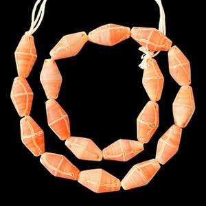 Indonesian Java Glass, French Cross, Pink, 25x13mm, 18in Strand