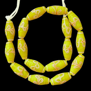 Indonesian Java Glass, Lewis & Clark, Lime Green, 27x13mm, 18in Strand