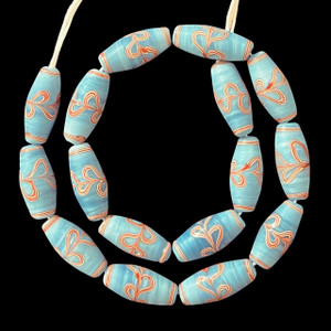 Indonesian Java Glass, Lewis & Clark, Light Blue, 27x13mm, 18in Strand