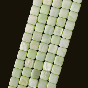 Shell, Smooth Square, Green, Dyed, 11mm