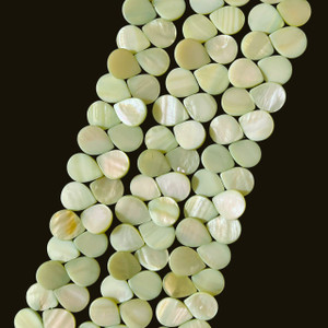 Shell, Smooth Drop, Double Sided, Green, Dyed, 13x15mm