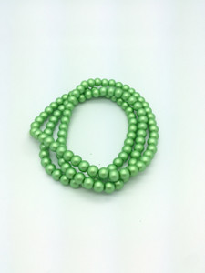 8mm Matte Green Glass Pearls, One 32" Strand