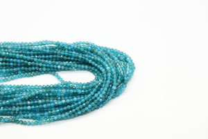Apatite, Neon, Natural, Faceted Round, 2mm, One Strand