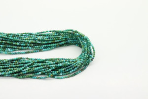 Turquoise, Chinese, Stabilized, Faceted Round, 2mm, One Strand