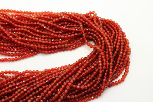 Carnelian Agate, Heated, Faceted Round, 3mm, One Strand
