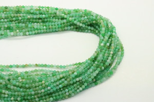Chrysoprase, Natural, Faceted Round, 3mm, One Strand