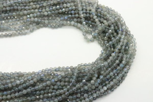 Labradorite, Natural, Faceted Round, 3mm, One Strand