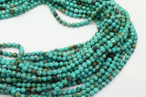 Turquoise, Chinese, Stabilized, Faceted Round, 4mm, One Strand