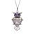 Cage, Owl with Blue Crystal Eyes, Silver Plated Metal Alloy, Pendant, 52x28x28mm