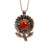 Red Jasper, Natural, Sunflower, One Pendant, 33x22mm