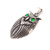 Owl Pendant, Green Eyes, Stainless Steel, 29x48mm
