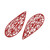 Stainless Steel, Spray Painted, Cutout, Teardrop, Red, 45x18mm, 10 PCS