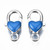 Lobster Claw Clasp, Heart, 27x14mm, Alloy & Enamel, Blue, 5 PCS