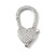 Lobster Claw Clasp, Heart, 27x15mm, Brass, Platinum Plated, Cubic Zirconia, 1 PC