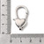Lobster Claw Clasp, Heart, 27x15mm, Brass, Platinum Plated, Cubic Zirconia, 1 PC
