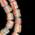African Glass, Krobo, Aqua, Teal & Red Stripes, 18x16mm, 24in Strand