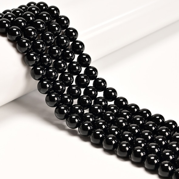 8mm Obsidian, Black, Natural, Smooth Round