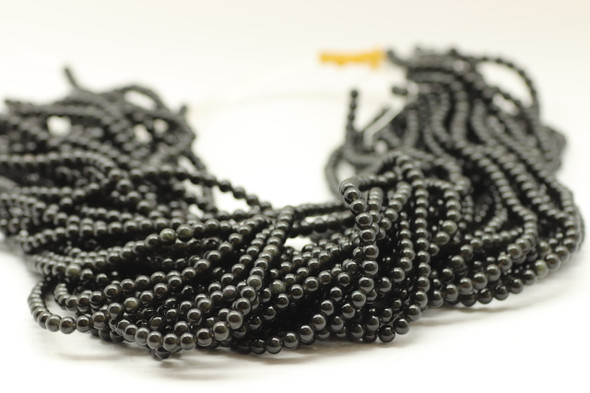 4mm Obsidian, Black, Natural, Smooth Round