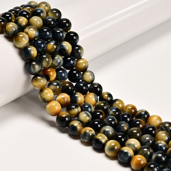 8mm Tiger's Eye, Golden & Blue, Heated, Smooth Round