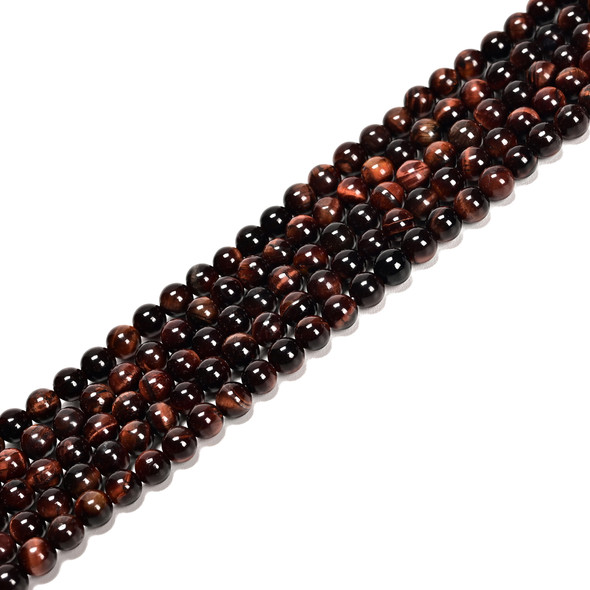 6mm Tiger's Eye, Red, Heated, Smooth Round 6mm.