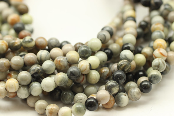 6mm, Picasso Jasper, Natural, Smooth Round