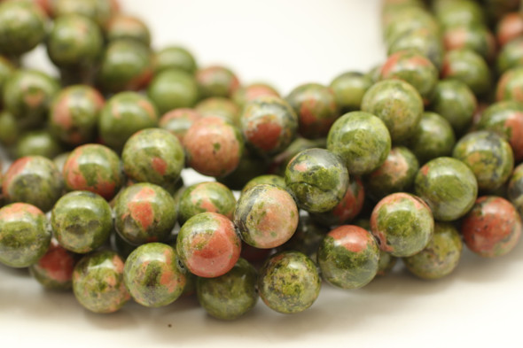 Unakite, Natural, Smooth Round in sizes 4mm, 6mm, 8mm & 10mm. Priced Per Strand