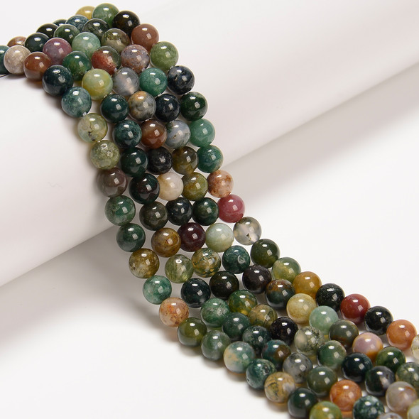 India Agate, Natural, Smooth Round, 6mm. Priced Per Strand.