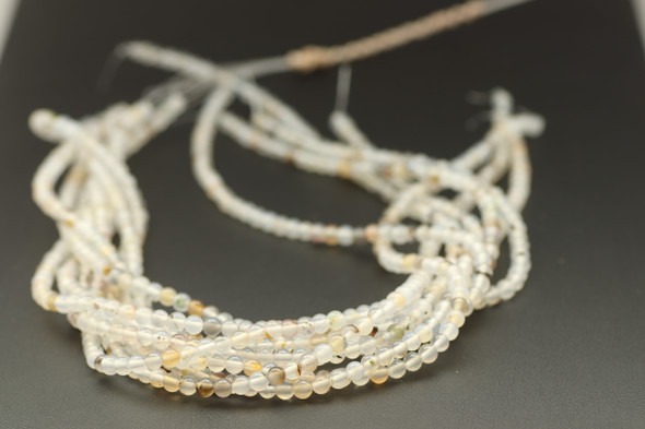 4mm, White Flower Agate, Natural, Smooth Round