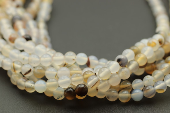 6mm, White Flower Agate, Natural, Smooth Round