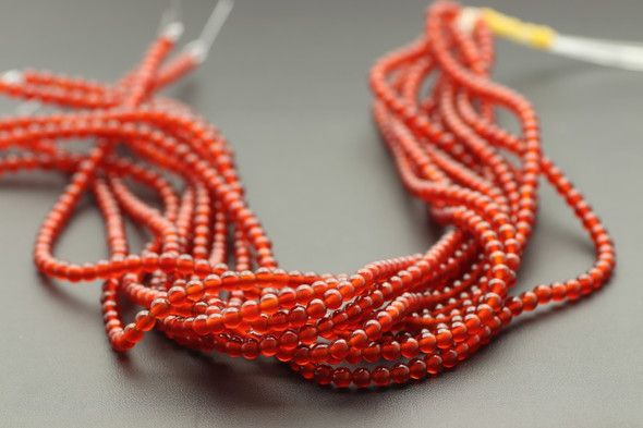 Carnelian Agate, Heated, Smooth Round, 4mm, One Strand