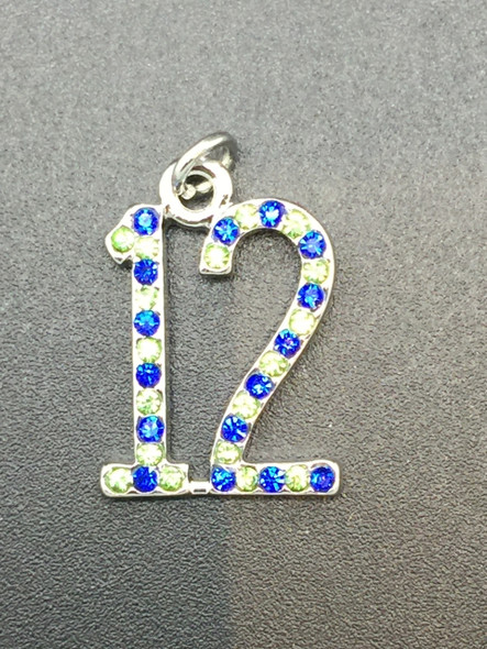 #12 Crystal Blue & Green Pendant 17x10mm