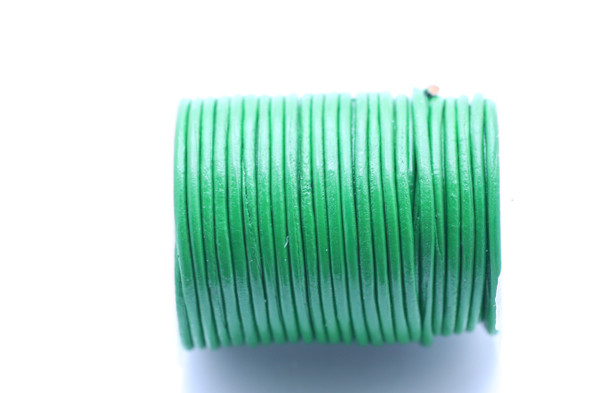 Leather Cord, Green, Dyed, 1.5mm Round, 32 Feet (10mtrs)