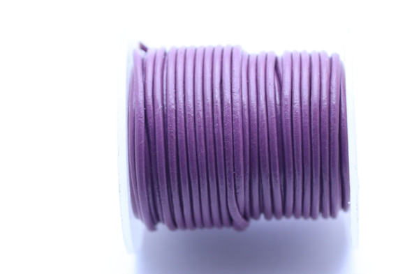 Leather Cord, Medium Purple, Dyed, 1.5mm Round, 32 Feet (10mtrs)