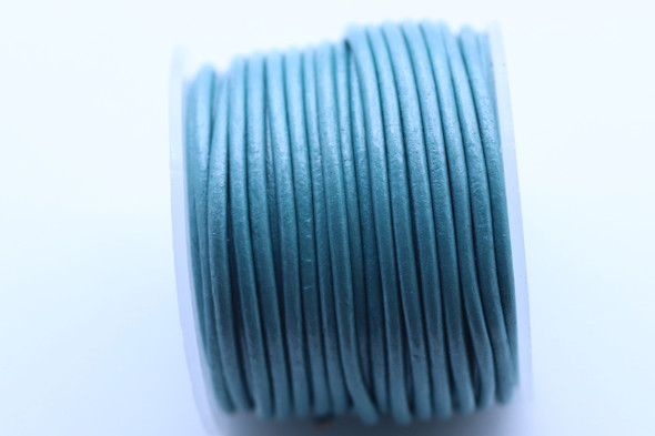 Leather Cord, Metallic Teal, Dyed, 1.5mm Round, 32 Feet (10mtrs)
