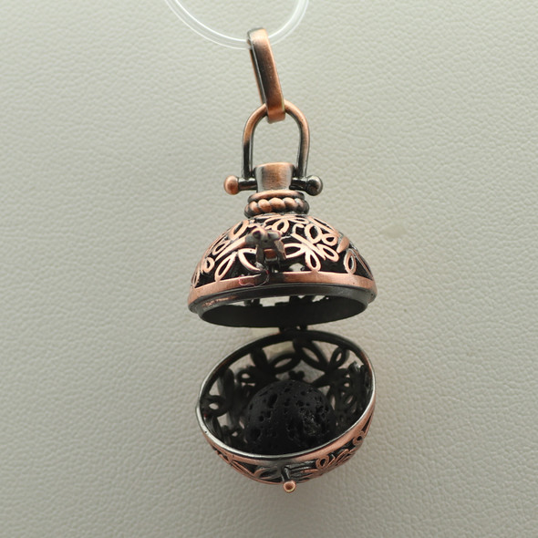 Cage, Globe, Filigree, Copper Plated Metal Alloy, Pendant 28mm