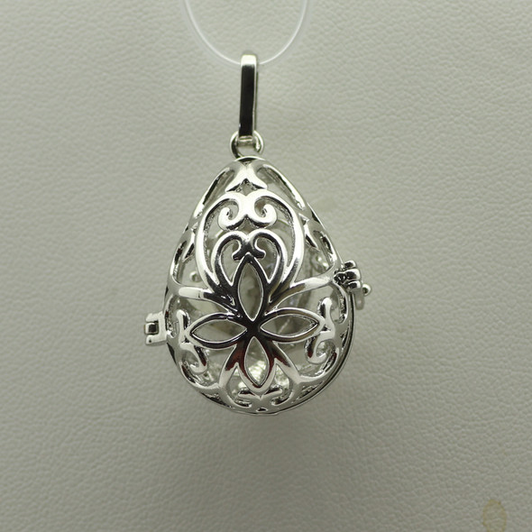 Cage, Egg, Filigree, Silver Plated Metal Alloy, Pendant 33mm
