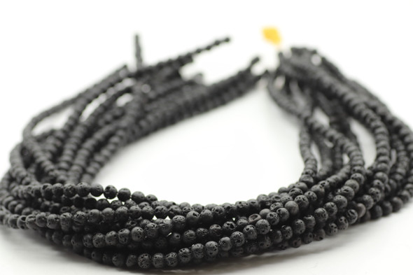 Lava, Black, Dyed 4mm Round