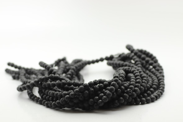 Lava, Black, Dyed 6mm Round