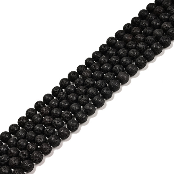 Lava, Black, Dyed, Round, 10mm