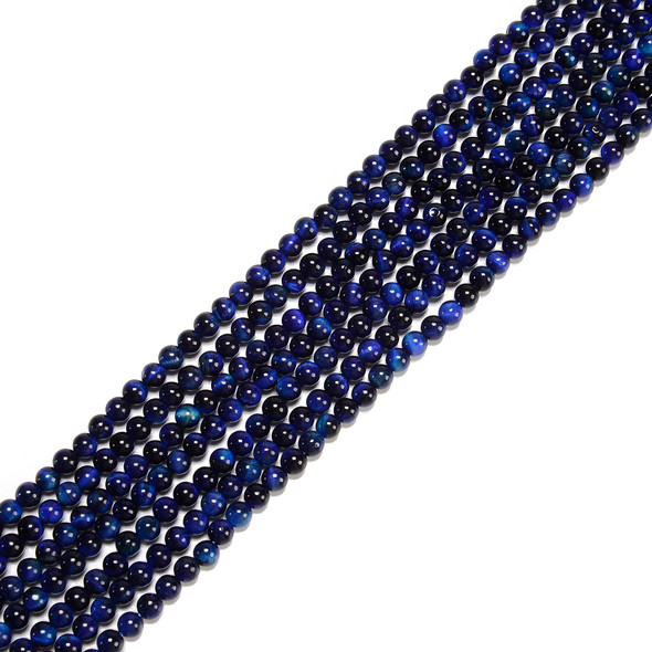6mm Tiger's Eye, Blue, Heated, Smooth Round