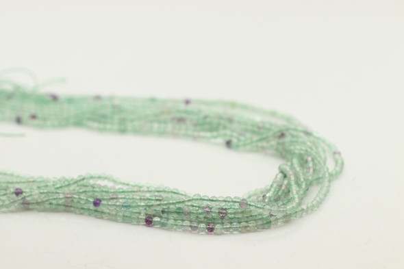 Fluorite, Green Mixed, Natural, Faceted Round, 3mm, One Strand
