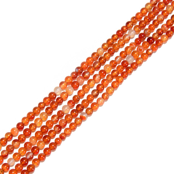 6mm Carnelian Agate, Mixed Color, Heated, Smooth Round